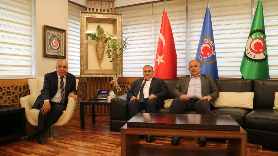 Erzincan Ticaret Borsası Başkanı Nadir Akar ve Ilgın Ticaret Borsası Başkanı Hacı Ahmet Koç’tan Şeker-İş Sendikası Genel Başkanı İsa Gök’e Hayırlı Olsun Ziyareti